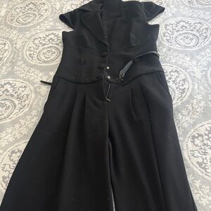 Black Halo Black Tailored Wide-Leg Jumpsuit